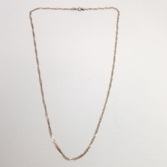 Vintage Sterling Silver Singapore Style Chain Necklace, Nice Length, Unisex - Picture 3 of 8